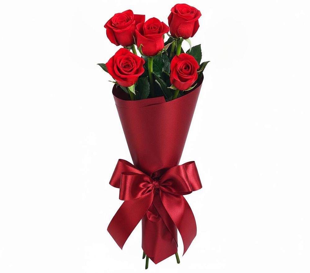 Букет 5 Красных роз Эдлесс Лав в Родыках