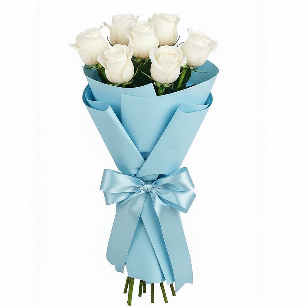 Букет 7 белых роз Проуд в Родыках