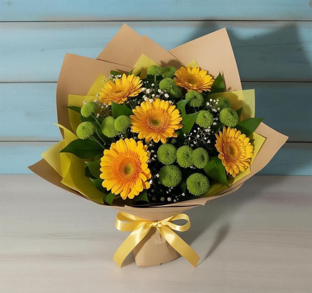 Букет цветов из: Герберы и Хризантемы в Родыках