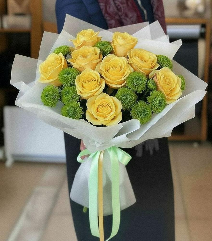 Букет цветов из: Хризантемы и Розы в Родыках