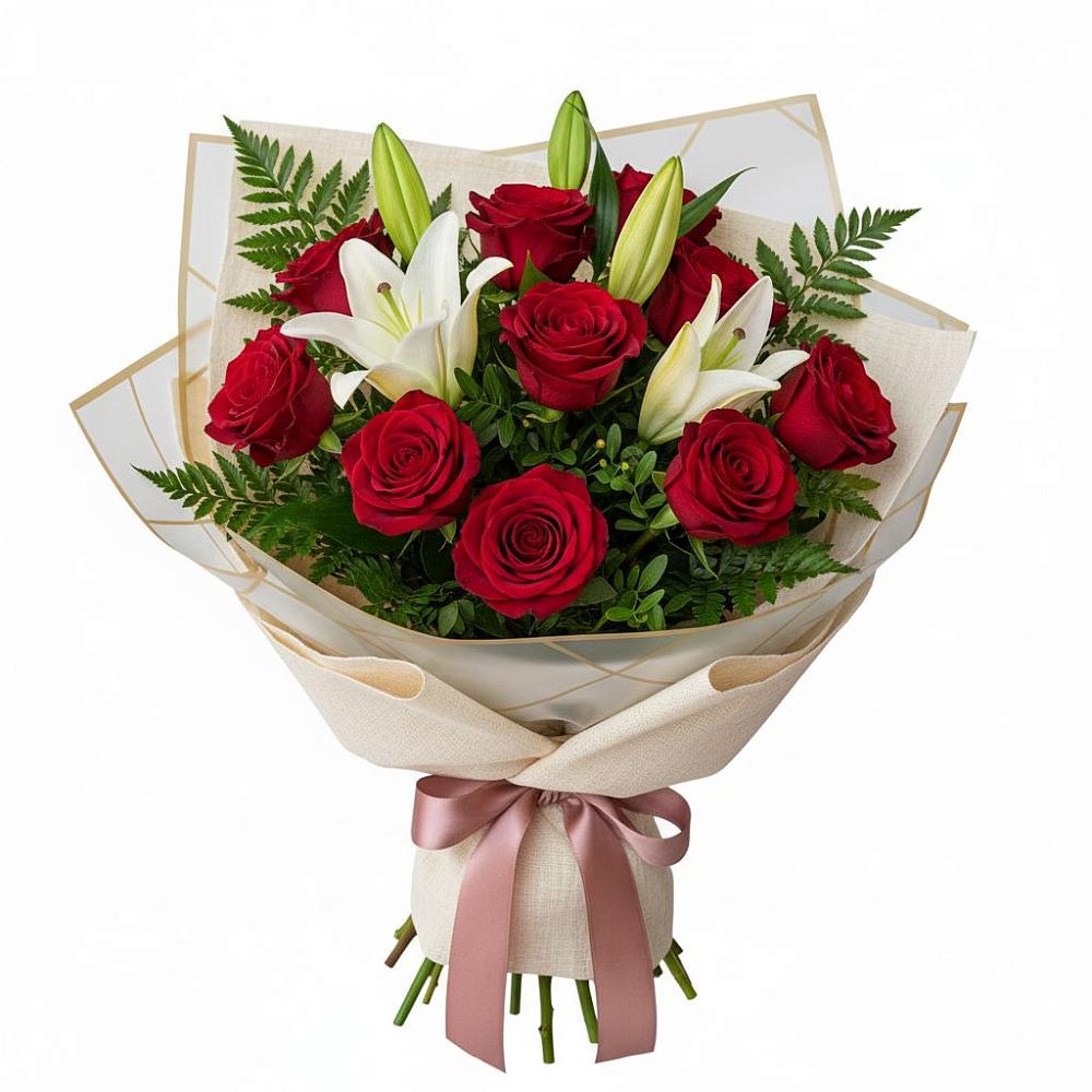 Букет цветов из: Лилии и Розы в Родыках