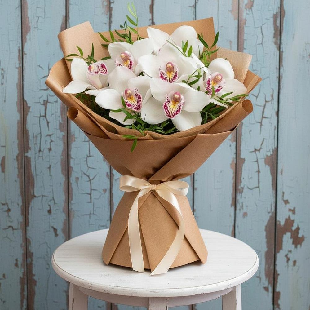 Букет цветов из: Орхидеи и Розы в Родыках