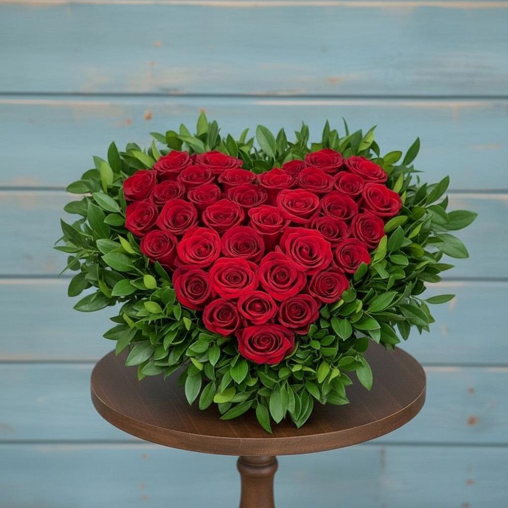 Цветочная композиция из Розы в виде сердца в Родыках