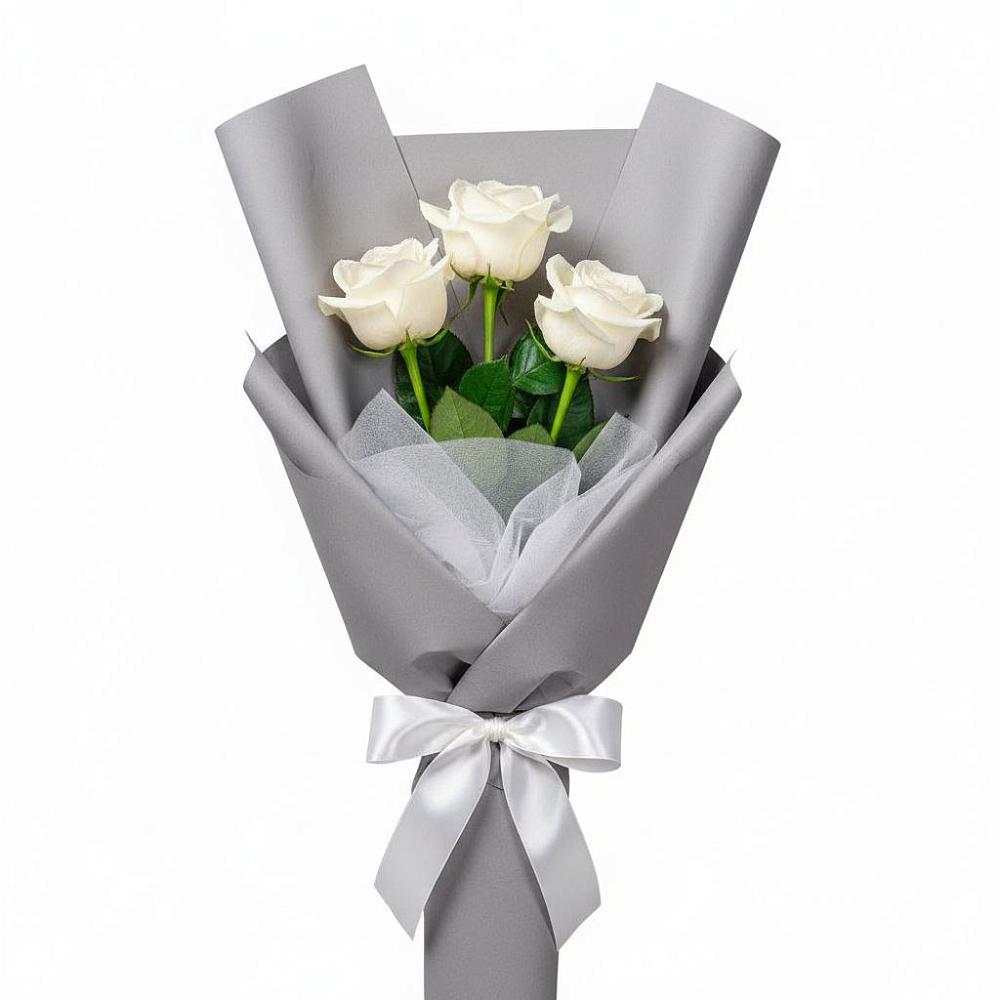 Букет 3 белые розы в Родыках