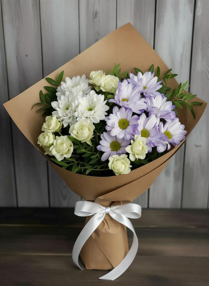 Букет цветов из: Хризантемы и Розы в Родыках